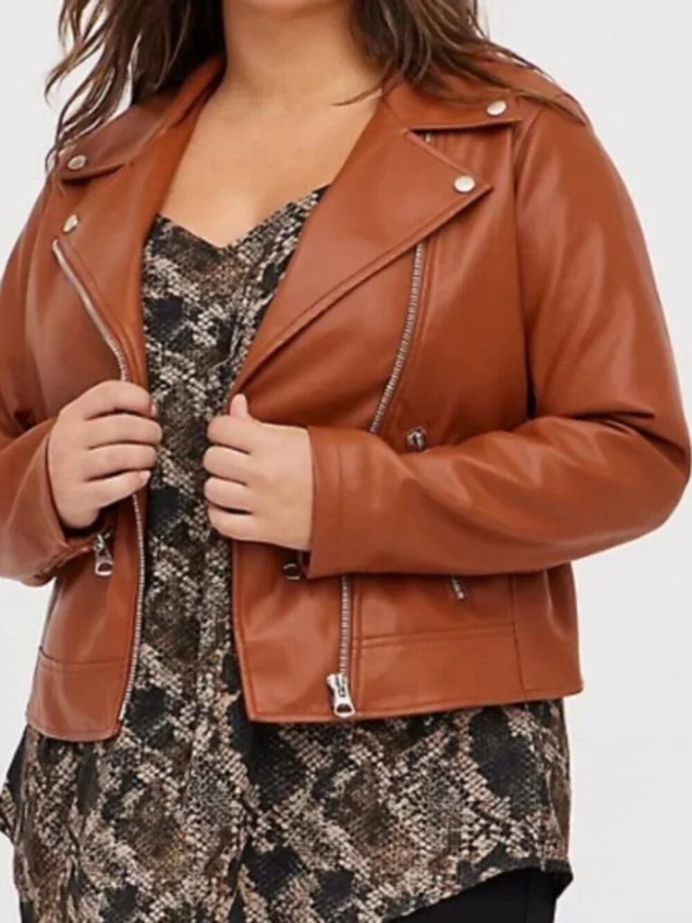 NWOT! Torrid Cognac Faux Leather Motor Jacket